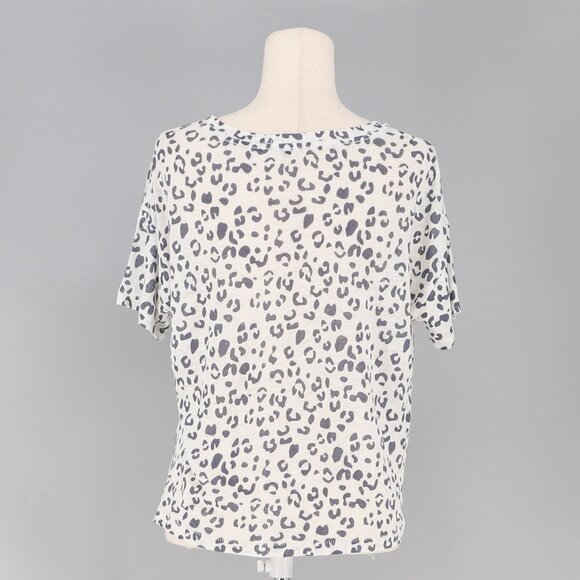 RAILS Roman Top Linen Blend in Snow Leopard Short Sleeves Size S - Picture 5 of 7